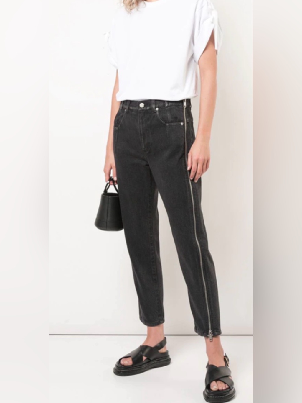 3.1 Phillip Lim Cropped Side Zip Detail Jeans - Black 00